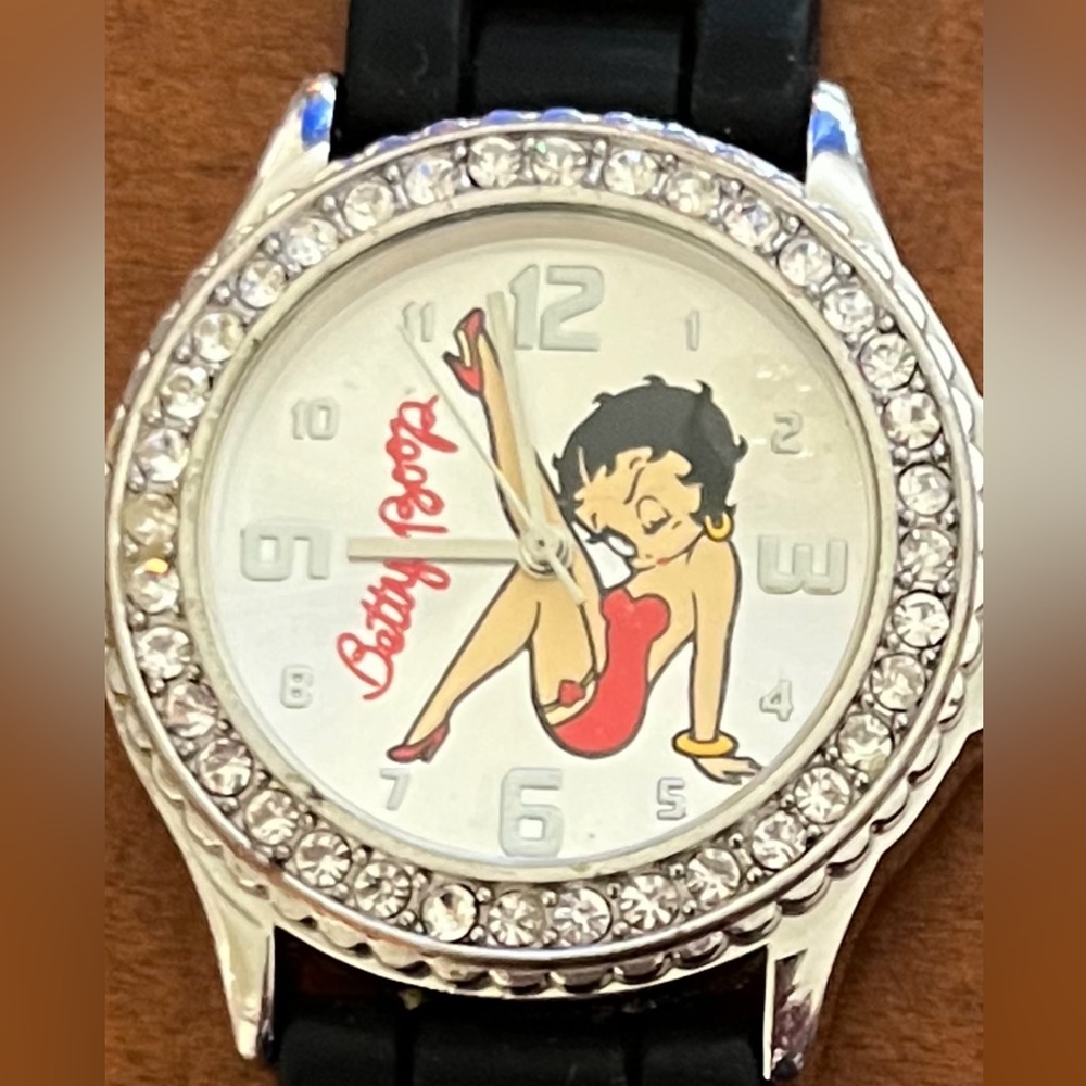 Original Betty Boop watch with diamond crystals around it, still works